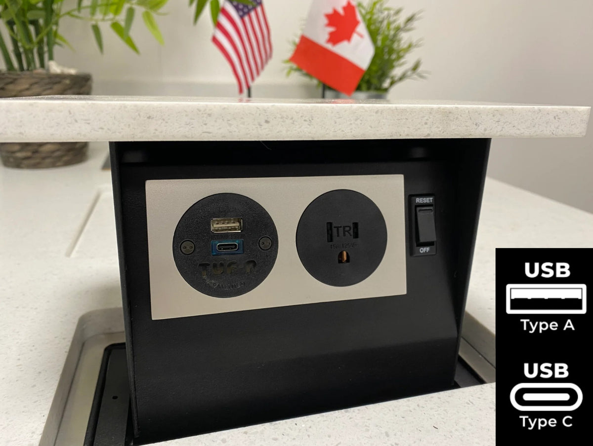 15A | 1 x 15amp Outlet, 1 x USB 25w (A&C) | SBOX-CT2-USB25-OB