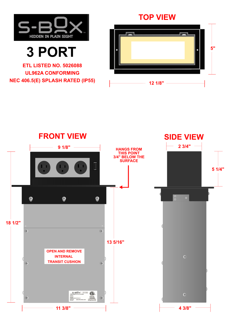 15A | 3 x 15amp Outlets | SBOX-CT3 – S-BOX USA