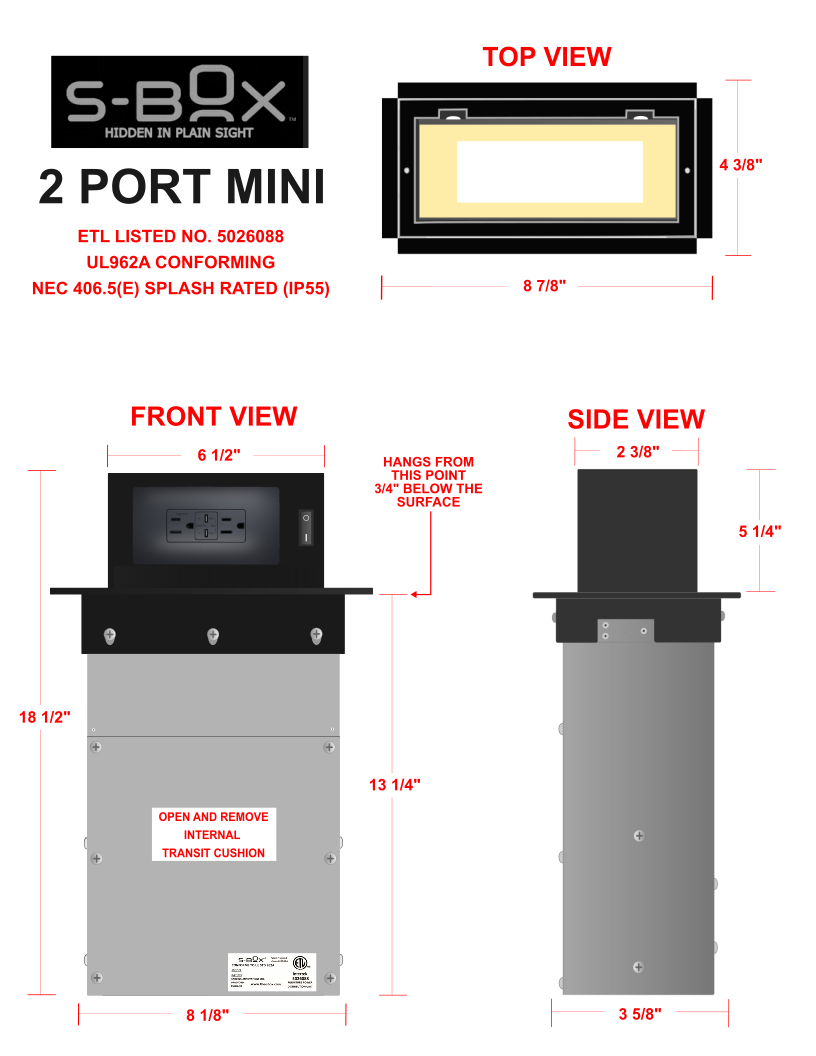 Hidden Kitchen Counter Pop Up Outlets | 15A | 2 x 15amp Outlets
