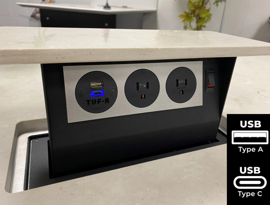 サンワプロポ 15A | 2 x 15amp Outlets, 1 x USB 25w (A&C) | SBOX-CT3-USB25 – S